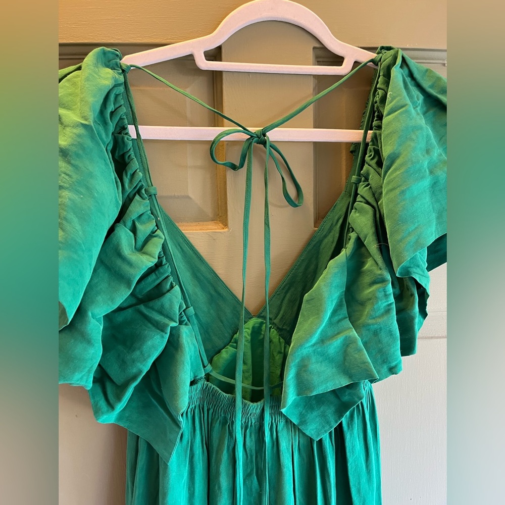 La Ligne Green Maxi Dress with Flutter Sleeves - Picture 3 of 8
